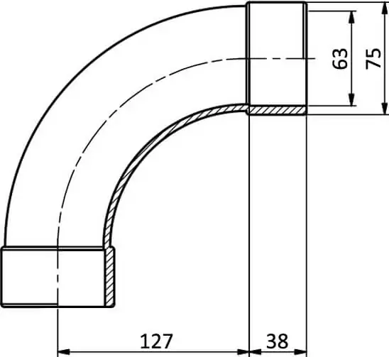 EFFAST RDRCUD0630 отвод 90° плавный PVC-U d63