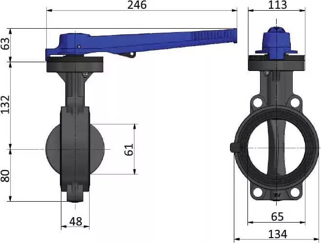 EFFAST FDRPFH0750 затвор дисковый PVC-U d75