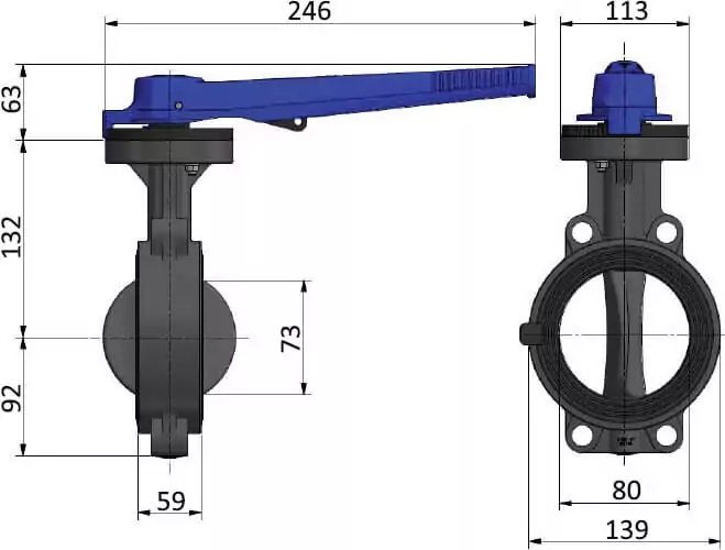 EFFAST FDRPFH0900 затвор дисковый PVC-U d90