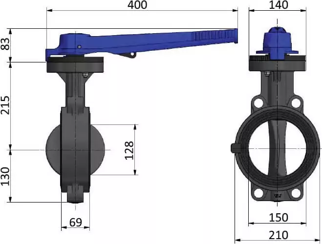 EFFAST FDRPFH1600 затвор дисковый PVC-U d160