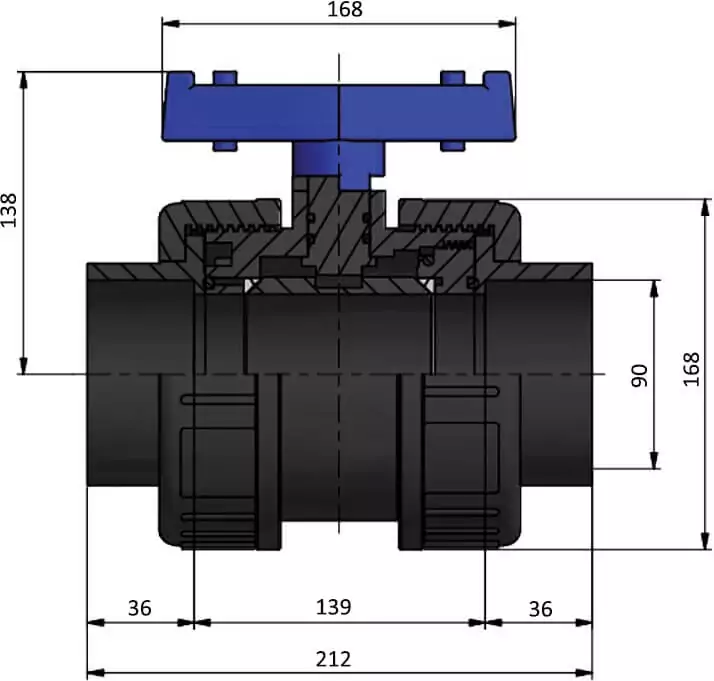 HР EFFAST BDRBVD0900 кран шаровый  PVC-U d90