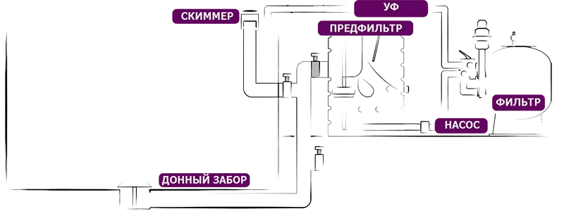 Xclear Sieve Gravity Fed фільтр для ставка попереднього очищення - схема підключення