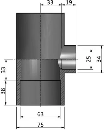 EFFAST RDRTRD063C трійник 33 редукційний PVC-U d63х25