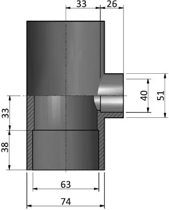 EFFAST RDRTRD063E трійник 3 редукційний PVC-U d63х40