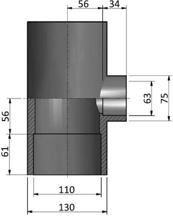 EFFAST RDRTRD110G трійник 33 редукційний PVC-U d110х63