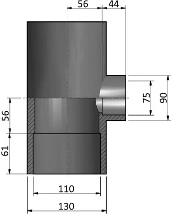EFFAST RDRTRD110H трійник 35 редукційний PVC-U d110х75