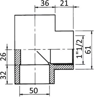 EFFAST RGRTIR050F тройник 90° резбовой c металлическим кольцом PVC-U d50х1-1/2