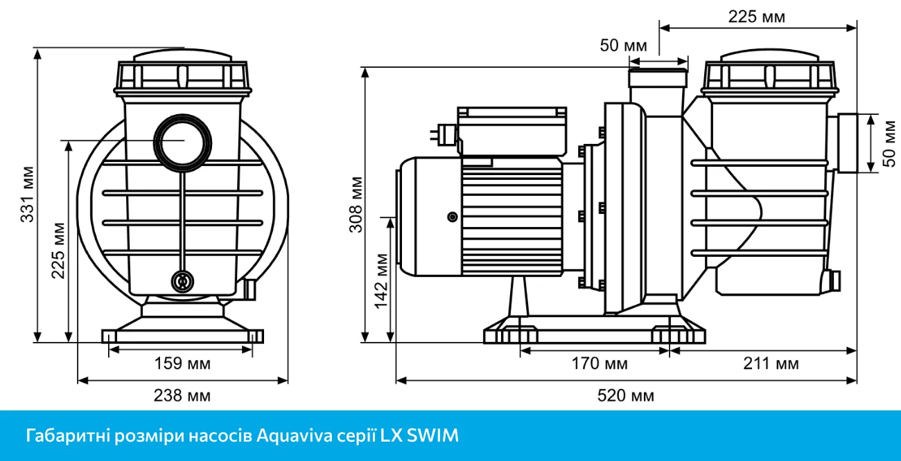 AquaViva LX SWIM габаритные размеры