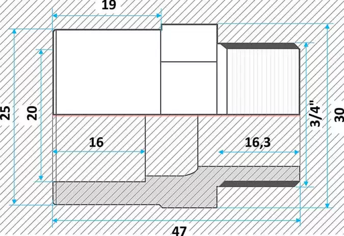 Effast муфта ПВХ переходная с нар. резьбой 20x25x3/4