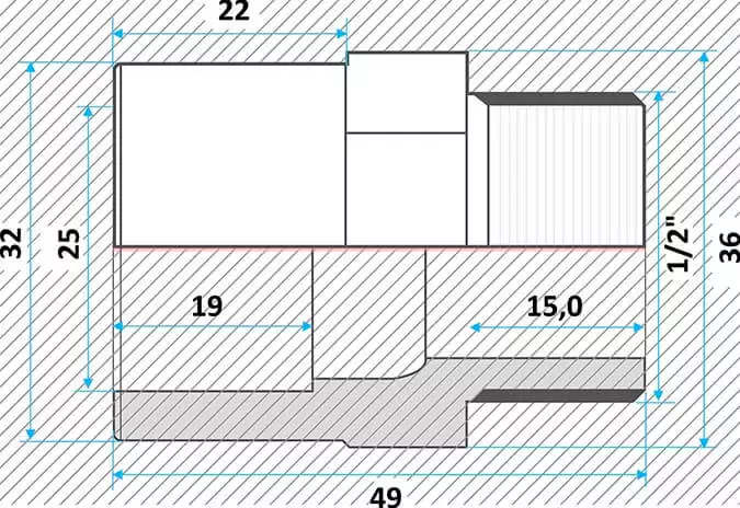 Effast муфта ПВХ переходная с нар. резьбой 25x32x1/2