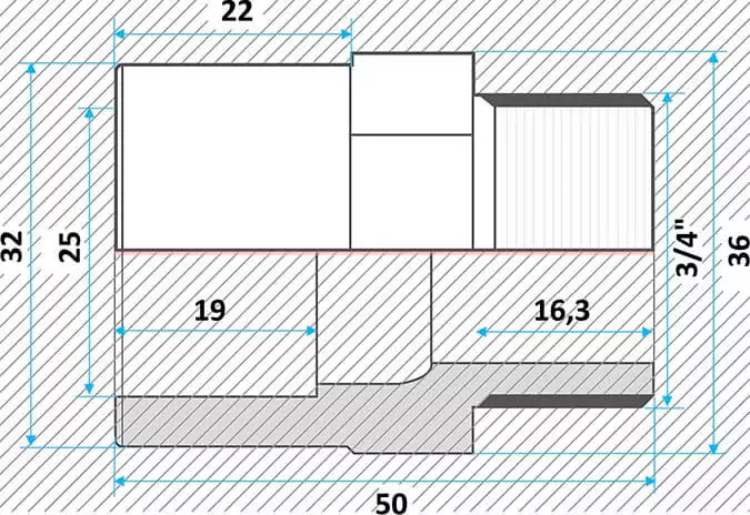 Effast муфта ПВХ переходная с нар. резьбой 25x32x3/4