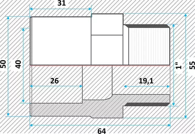 Effast муфта ПВХ переходная с нар. резьбой 40x50x1