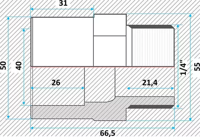 Effast муфта ПВХ переходная с нар. резьбой 40x50x1-1/4