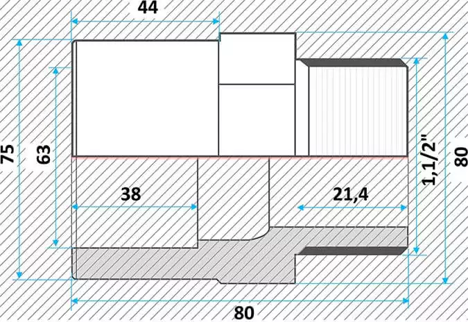 Effast муфта ПВХ переходная с нар. резьбой 63x75x1-1/2