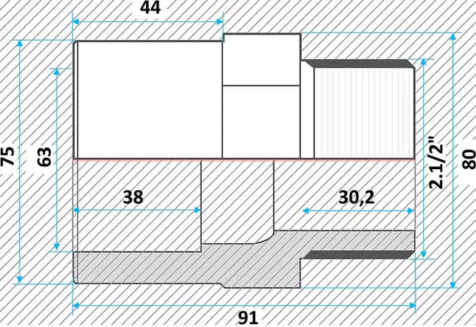 Effast муфта ПВХ переходная с нар. резьбой 63x75x2-1/2
