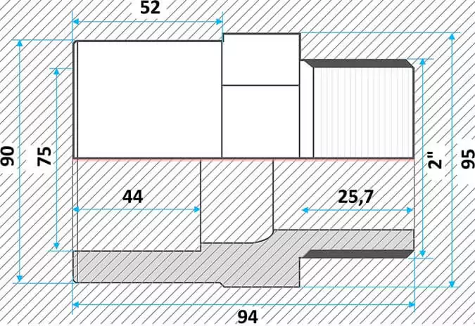 Effast муфта ПВХ переходная с нар. резьбой 75x90x2