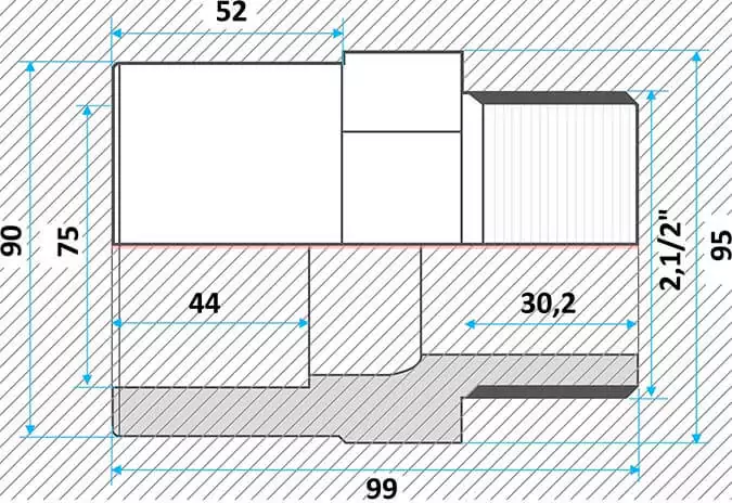 Effast муфта ПВХ переходная с нар. резьбой 75x90x2-1/2