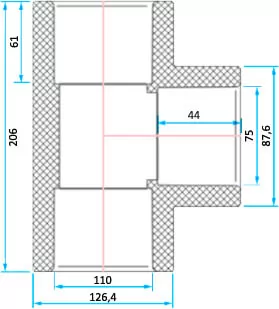 ERA трійник 90° редукційний PVC-U d110 90° редукційний PVC-U d110x75