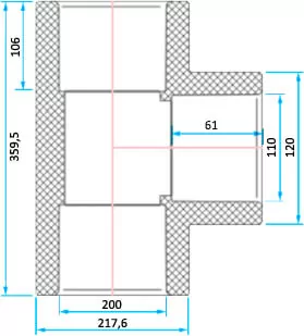 ERA трійник 90° редукційний PVC d200x1 редукційний PVC d200x110