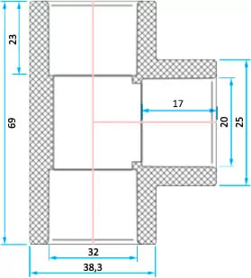ERA трійник 90° редукційний PVC d32х20