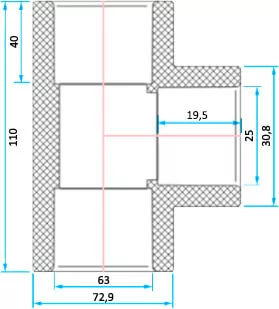 ERA трійник 90° редукційний PVC d63x25