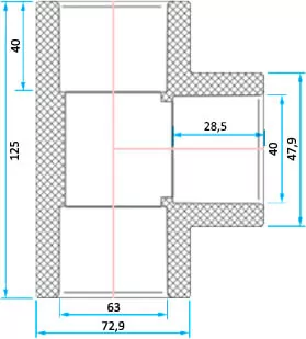 ERA трійник 90° редукційний PVC d63x40