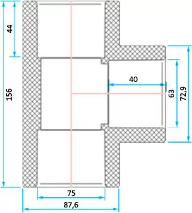ERA тройник 90° редукционный PVC d75x63