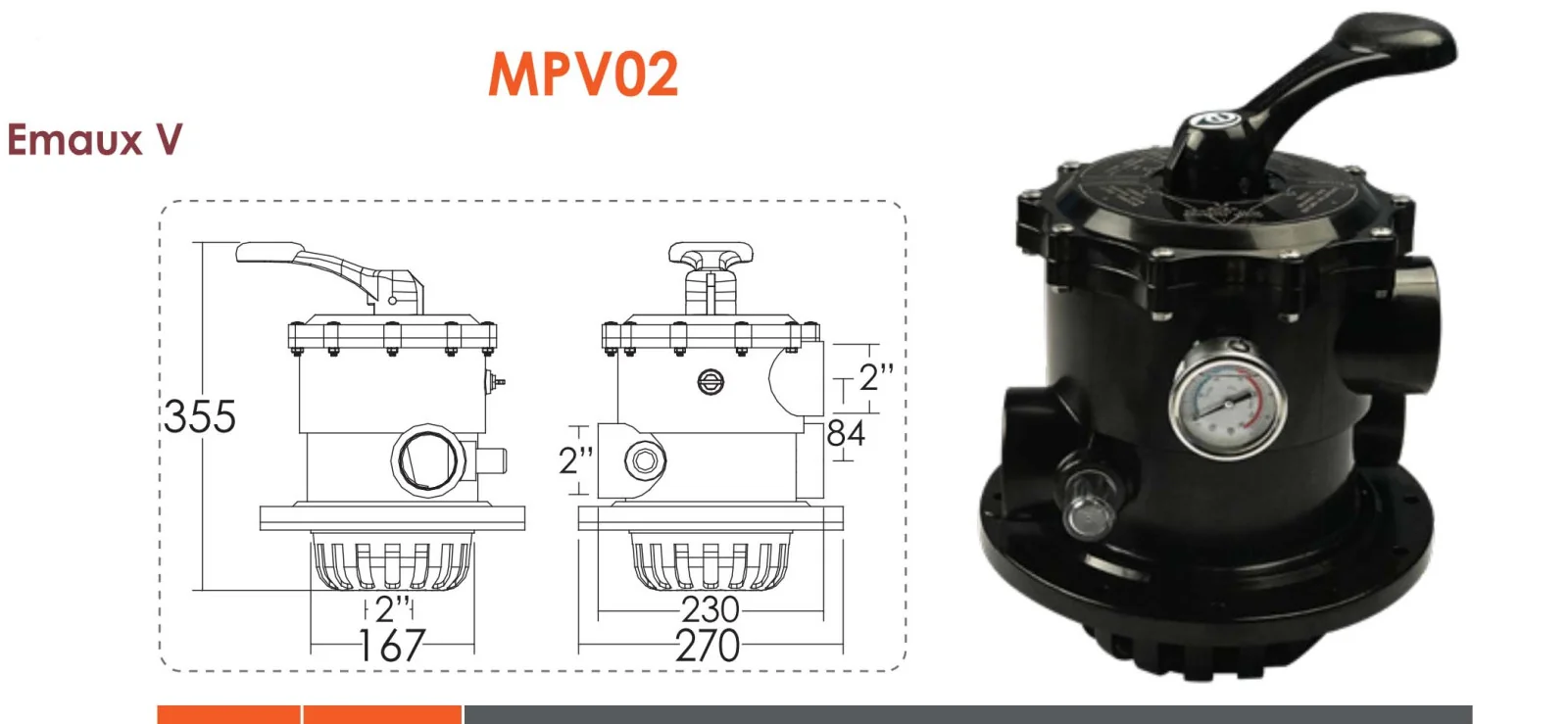 Emaux MPV02 шестипозиційний кран фільтрів серії V
