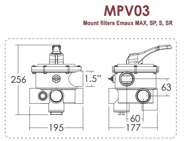 Emaux MPV03 шестипозиційний кран для фільтрів SP, SR, S