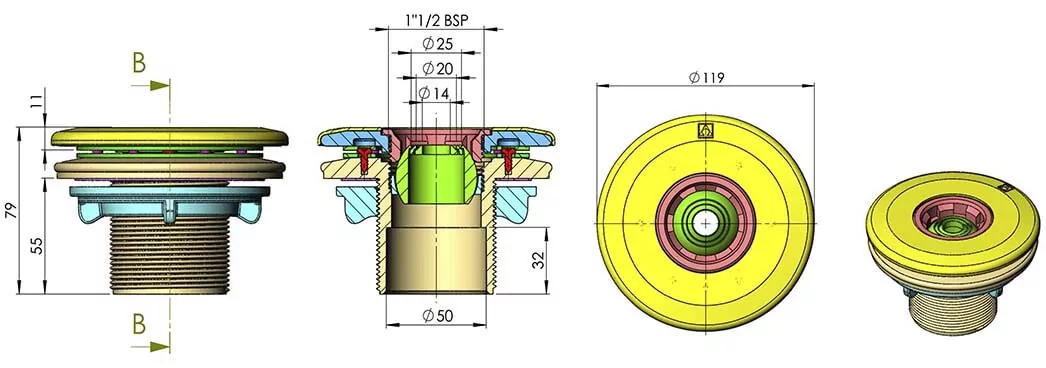 Astral Multiflow 00330 форсунка для басейну стіновий під лайнер