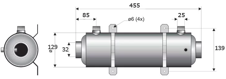Pahlen Hi-Flow 40 кВт спіральний теплообмінник. Габарити