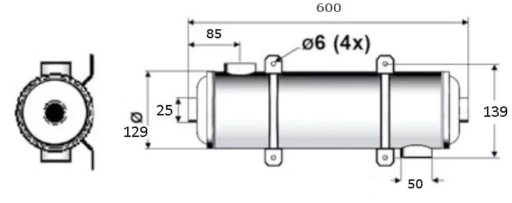 Pahlen Maxi-Flo 75 кВт трубчастий теплообмінник. Габарити.