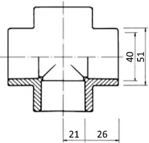EFFAST RDRCRD0400 хрестовина PVC-U d40 style=