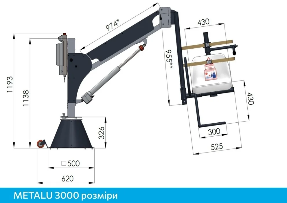 METALU 3000 ліфт, габарити