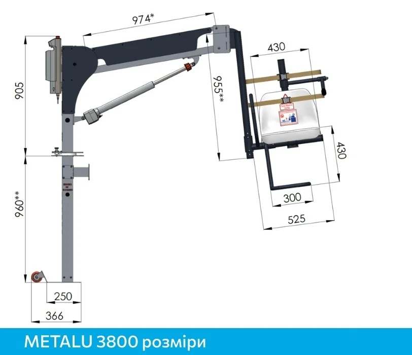 METALU 3800 подъемник с ручным поворотом