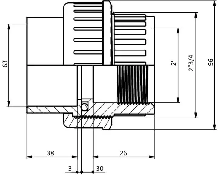 HР EFFAST RGRBOG063G муфта разборная переходная с внутренней резьбой PVC-U d63x2"
