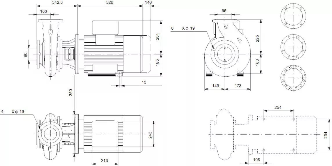 Grundfos NB 65-200/190 ASF2ABQQE насос для басейну - водоспаду - фонтану розміри