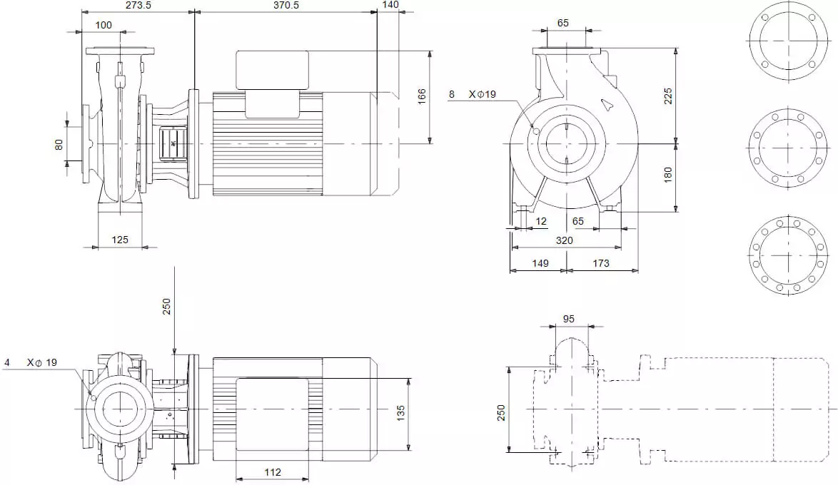Grundfos NB 65-200/205 AF2ABQQE насос для басейну - водоспаду - фонтану розміри