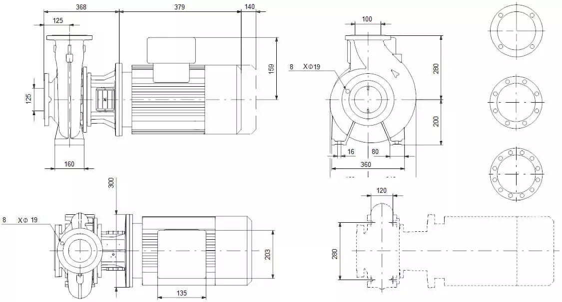 Grundfos NB 100-200/195 AF2ABQQE насос для басейну - водоспаду - фонтану габарити