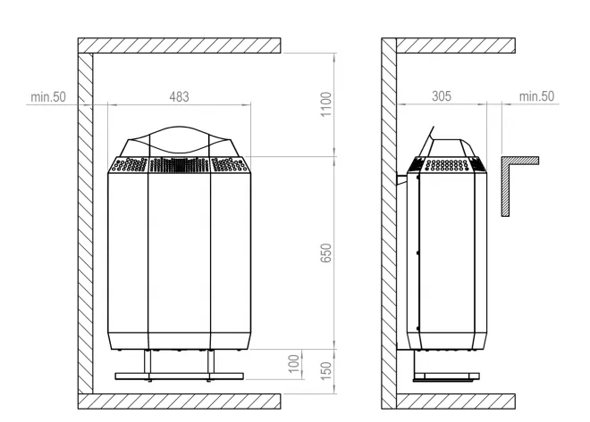 FinTec Saunaofen Kaja 6 кВт электрокаменка с порошковым покрытием. Установка.
