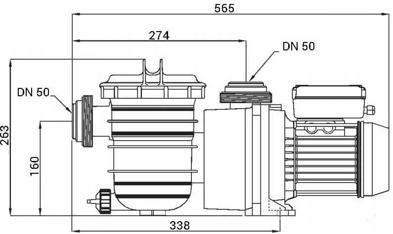 Pentair Swimmey SW-12M 7,5 м³/год насос для басейну. Габарити.