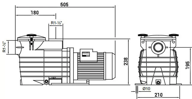 Размеры Kripsol OK 100, 17,2 м3/ч (с префильтром)