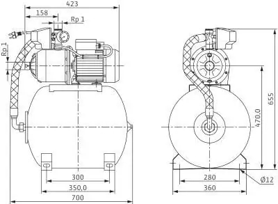 Wilo MultiPress HMP 305 EM размеры