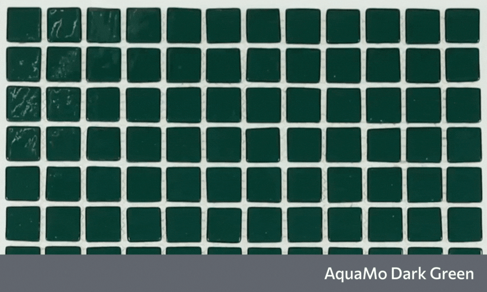AquaMo Dark Green скляна мозаїка для басейну на сітці