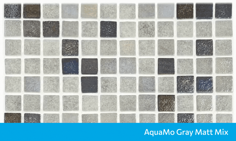 AquaMo Gray Matt Mix скляна мозаїка для басейну на сітці