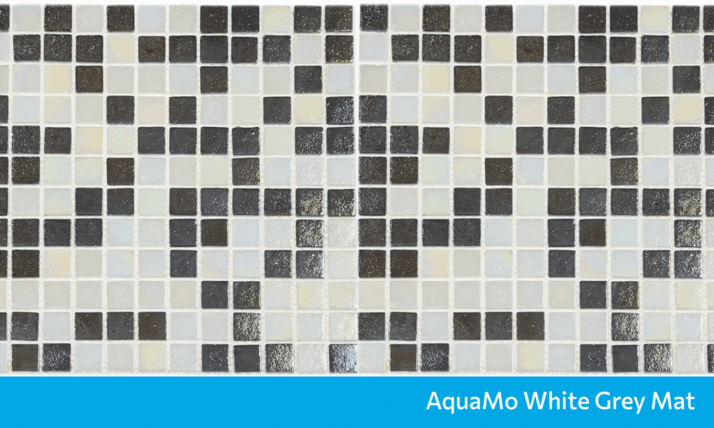 AquaMo White & Grey Mat скляна мозаїка для басейну на сітці