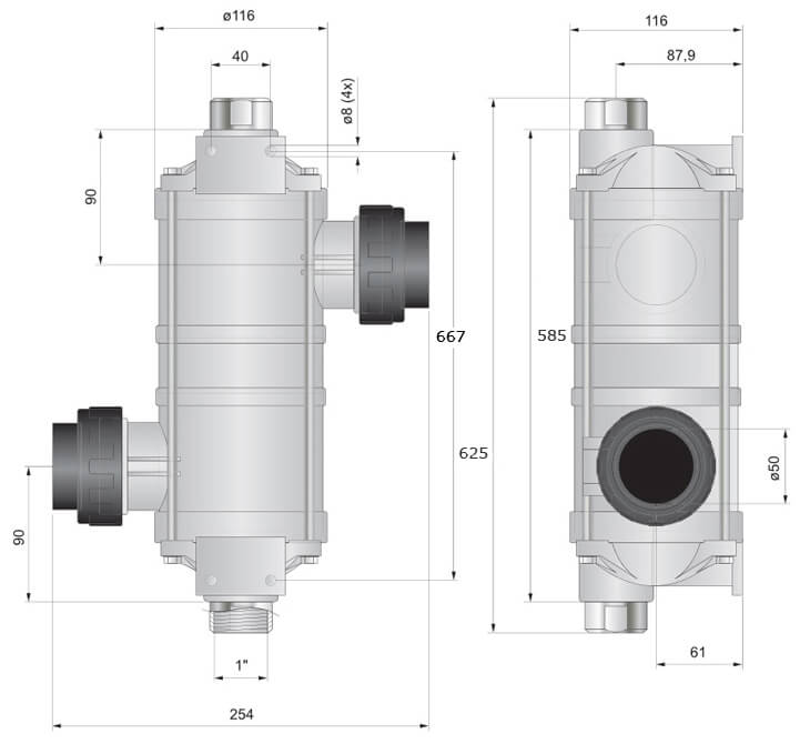 Pahlen Hi-Temp Titan 75 кВт спіральний титановий теплообмінник у пластиковому корпусі 